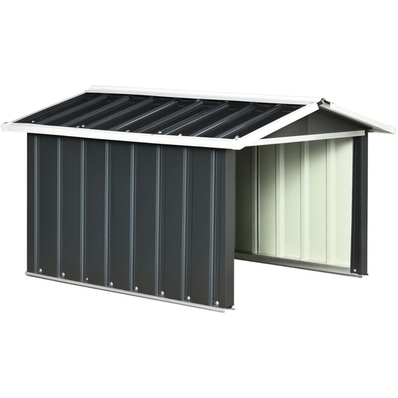 Abri de jardin pour tondeuse à gazon robot-tondeuse - garage tondeuse robot - tôle acier ondulé gris blanc