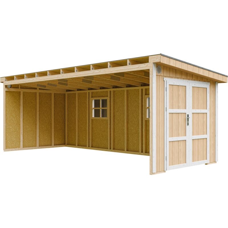 Abri de Jardin Qualité Premium 14,3 m² - H231x248x648 cm - Construction de Panneaux LP Smartside - Sans plancher e paroi latérale - Timbela