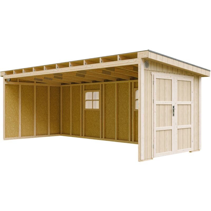 Timbela - Abri de Jardin Qualité Premium 14,3 m² - H231x248x648 cm - Construction de Panneaux lp Smartside - Sans plancher e paroi latérale M941B