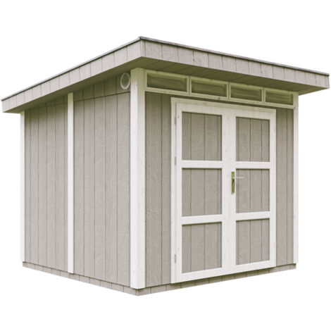 Abri de Jardin Qualité Premium 6m² - L294xL279cm - Kit tout compris avec sol, tuiles bitumineuses, set de peinture-LP Smartside Timbela M903A TUNDRA GREY