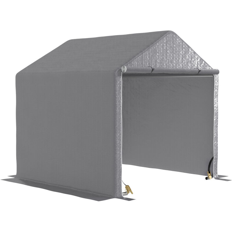 Abri de jardin rangement extérieur en pe résistant aux uv gris dim. 2L x 2l x 2H m