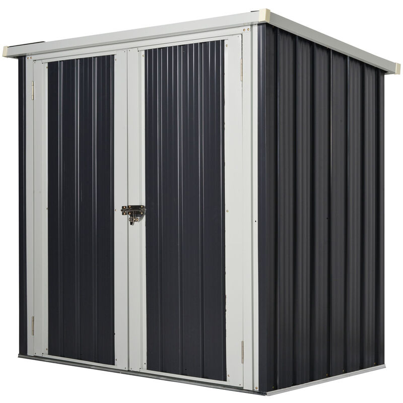 Abri de jardin - remise pour outils - abri vélo - abri poubelle - 2 portes verrouillables - dim. 147L x 86l x 134H cm - tôle d'acier noir blanc