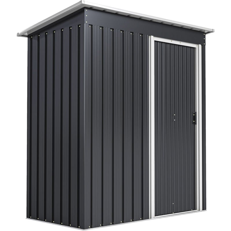 Outsunny - Abri de jardin - remise pour outils - cabanon porte coulissante - dim. 163L x 89l x 182H cm - tôle d'acier noir blanc