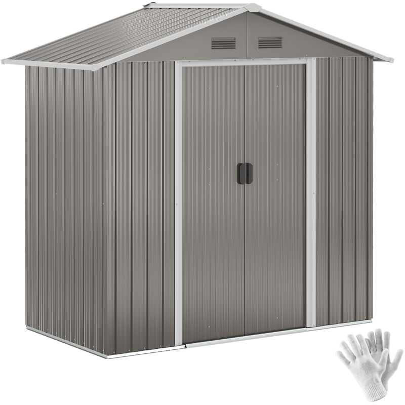 Abri de jardin - remise pour outils - cabanon porte verrouillable - dim. 194L x 110l x 184H cm - tôle d'acier gris