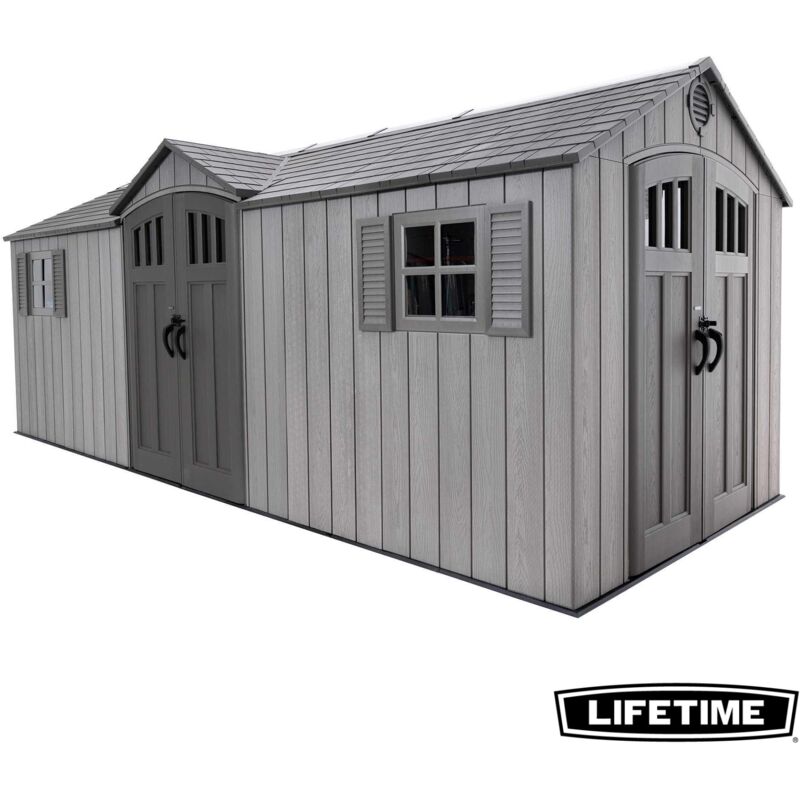 Abri de jardin resine double entrees 14.76m2 / 6.10x2.42m Lifetime