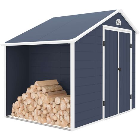 Abri de Jardin Résine Gardiun Sylvana B - 5 m² avec Range Bûches Extérieur 260x192x226 cm Anthracite