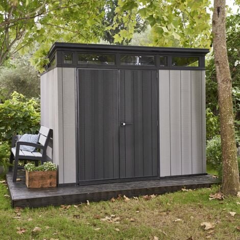 Abri jardin résine Brossium Monopente 97 - 6 m² - 278 x 229 x 202 cm - Gris