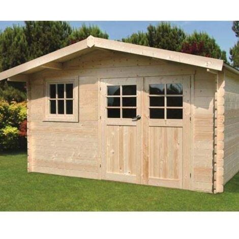 Abri de jardin SALZBURG en bois 9,94 m², Toiture Shingle rouge, Plancher Non