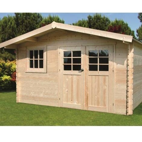 Abri de jardin SALZBURG en bois 9,94 m², Toiture Shingle vert, Plancher Oui