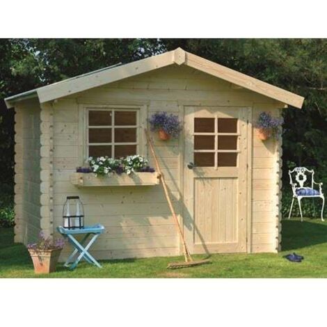 Abri de jardin Sologne en bois 7.53 m², Toiture Shingle vert, Plancher Non