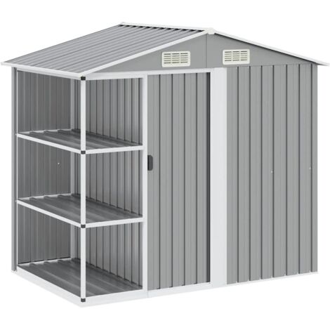 Abri de jardin  Stockage extérieur avec étagère Gris 205x130x183 cm Fer 13687