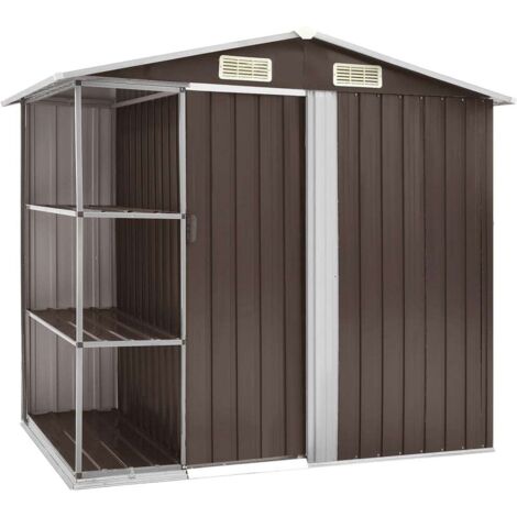 Abri de jardin  Stockage extérieur avec étagère Marron 205x130x183 cm Fer 13688