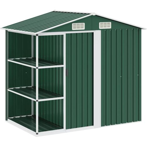 Abri de jardin  Stockage extérieur avec étagère Vert 205x130x183 cm Fer 13689