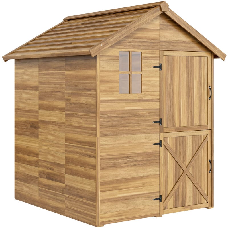 Outsunny - Abri de jardin surface 2,88 m² dim. 1,97L x 1,8l x 2,2H m cabanon porte fenêtre plancher inclus bois pré-huilé