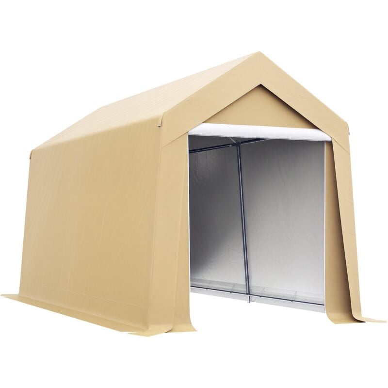 Abri de jardin - abri vélo - tente de stockage dim. 2 x 3,6 m - acier galvanisé PE imperméable anti-UV beige