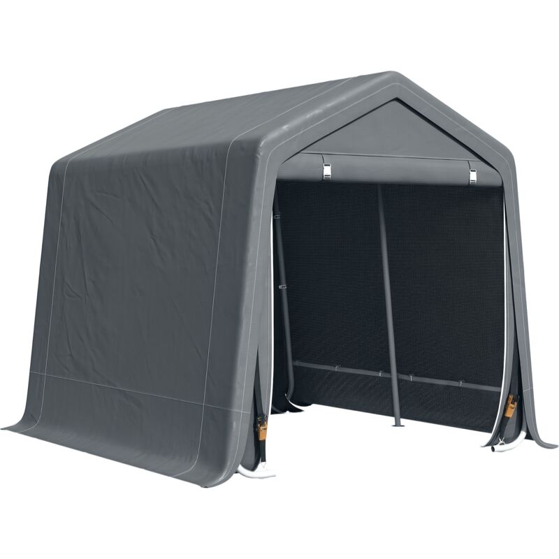 Abri de jardin - tente de stockage - abri de vélo - 2 portes zippées - dim. 280L x 240l x 240H cm - métal pe gris
