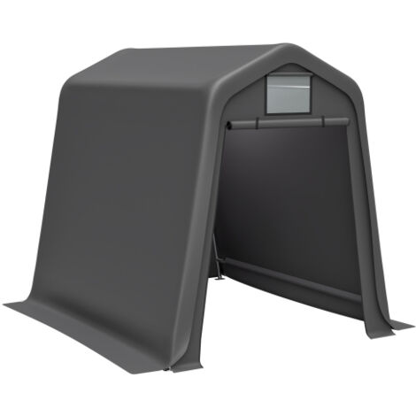 Abri de Jardin - Tente de Stockage - Abri Vélo Extérieur - Bâche PE Imperméable 245 x 183 x 217 cm - Porte Enroulable - Gris