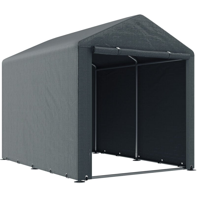 Abri de jardin tente de stockage portable abri de vélo garage pour extérieur avec cadre en acier galvanisé et grande porte, 1,6 x 2,2 m gris foncé