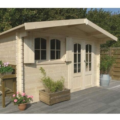 Abri de jardin Tignes en bois 14,25 m², Toiture Shingle gris, Plancher Oui