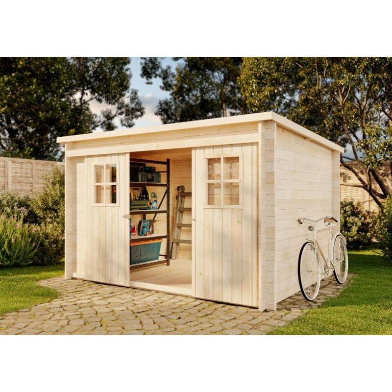 Alpholz - Abri de jardin Vera Naturel , 19 mm Épaisseur paroi 330 x 240 cm