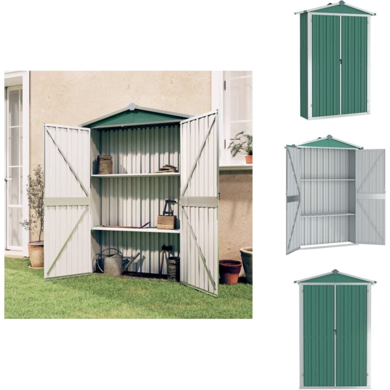 Abri de jardin Vert 116x45x175 cm Acier galvanisé - Abri De Jardin - Abri De Rangement - Abri Extérieur - Rangement Jardin - Outillage