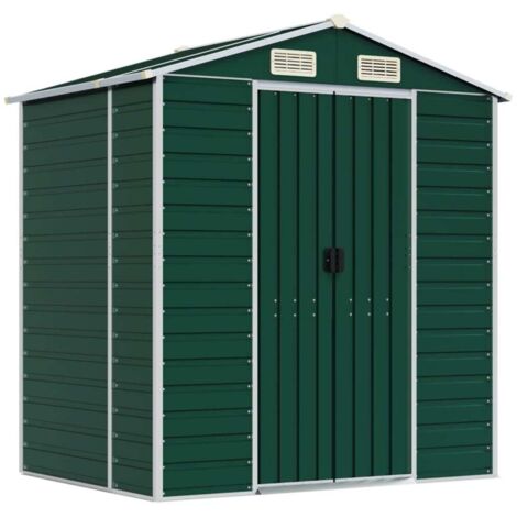 Abri de jardin vert 191x130x198 cm acier galvanisé CFW74847