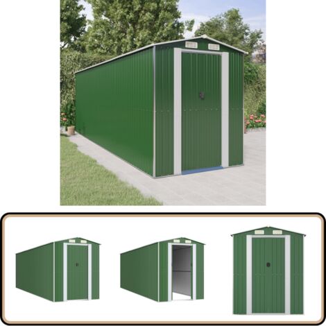 Abri de jardin Vert 192x606x223 cm Acier galvanisé - Abri De Jardin - Abri De Jardin Vert - Rangement Extérieur - Abri Métal - Outillage De Jardin