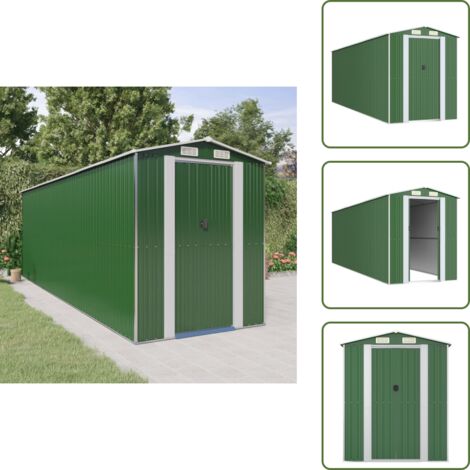 Abri de jardin Vert 192x606x223 cm Acier galvanisé - Abri De Jardin - Abri De Jardin Vert - Rangement Extérieur - Abri Métal - Outillage De Jardin