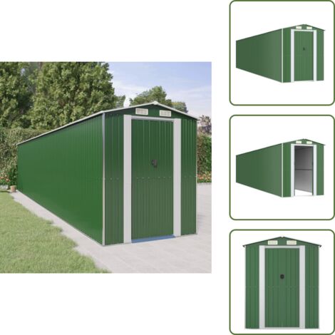 Abri de jardin Vert 192x938x223 cm Acier galvanisé - Abri De Jardin - Abri Extérieur - Rangement Jardin - Cabane Jardin - Outillage