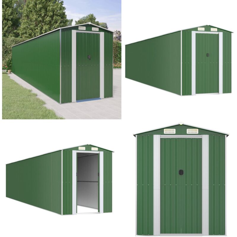 Abri de jardin Vert 192x938x223 cm Acier galvanisé - Abri De Jardin - Abri Extérieur - Rangement Jardin - Cabane Jardin - Outillage - Home & Living