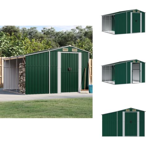Abri de jardin vert 277x279x179 cm acier galvanisé - Abri De Jardin - Abri Métallique - Rangement Extérieur - Cabane De Jardin - Stockage Jardin