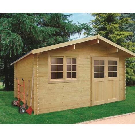 Abri de jardin VISP en bois 14,37m², Toiture Shingle rouge, Plancher Non