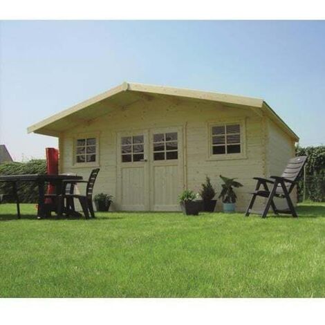 Abri de jardin ZÜRICH en bois 17,65m², Toiture Shingle vert, Plancher Non