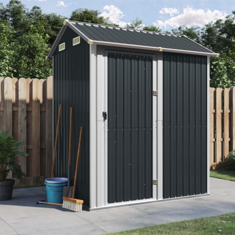 Abri de jardin,Remise Cabane pour outils, Stockage Rangement Extérieur anthracite 192x152,5x237 cm acier galvanisé CFW33880