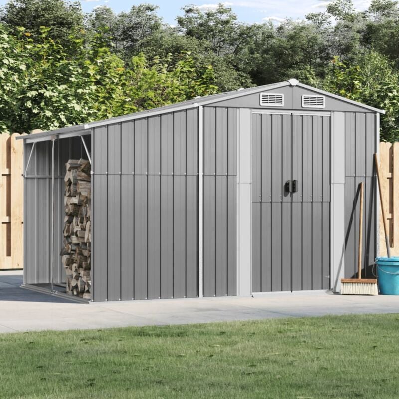 Abri de jardin,Remise Cabane pour outils, Stockage Rangement Extérieur gris 277x192,5x179 cm acier galvanisé CFW52871