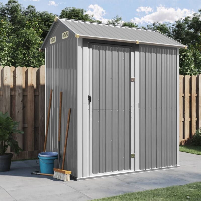 Abri de jardin,Remise Cabane pour outils, Stockage Rangement Extérieur gris clair 192x152,5x237 cm acier galvanisé CFW19941