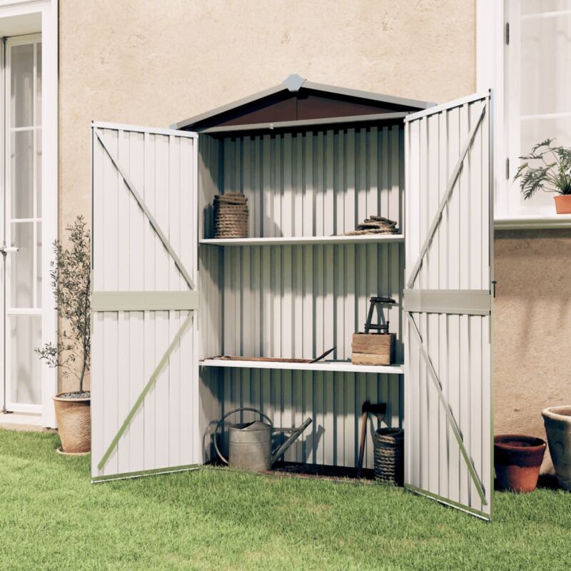 Abri de jardin,Remise Cabane pour outils, Stockage Rangement Extérieur Marron 116x45x175 cm Acier galvanisé CFW30939