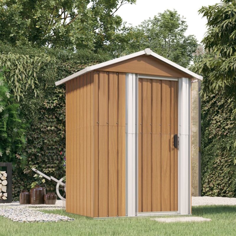 Abri de jardin,Remise Cabane pour outils, Stockage Rangement Extérieur Marron 126x97,5x177 cm Acier galvanisé CFW77213