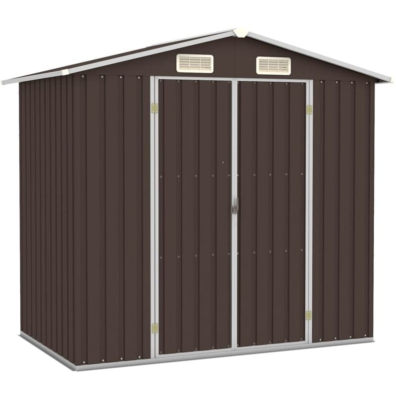 Abri de jardin,Remise Cabane pour outils, Stockage Rangement Extérieur Marron 205x129x183 cm Acier galvanisé CFW57963