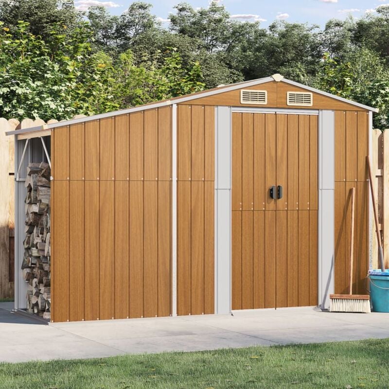 Abri de jardin,Remise Cabane pour outils, Stockage Rangement Extérieur marron 277x93x179 cm acier galvanisé CFW89467
