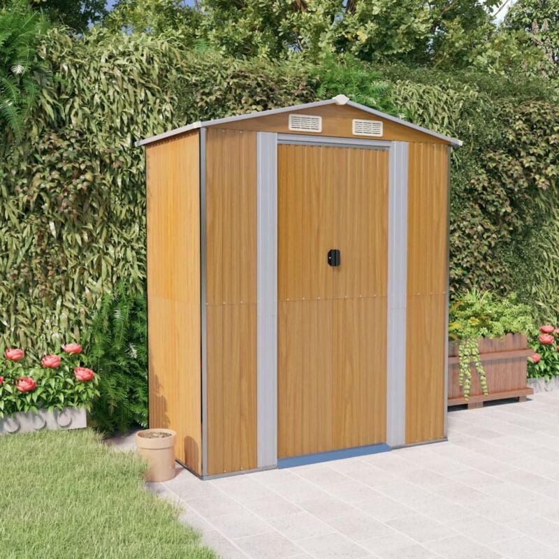 Abri de jardin,Remise Cabane pour outils, Stockage Rangement Extérieur Marron clair 192x108x223 cm Acier galvanisé CFW66425