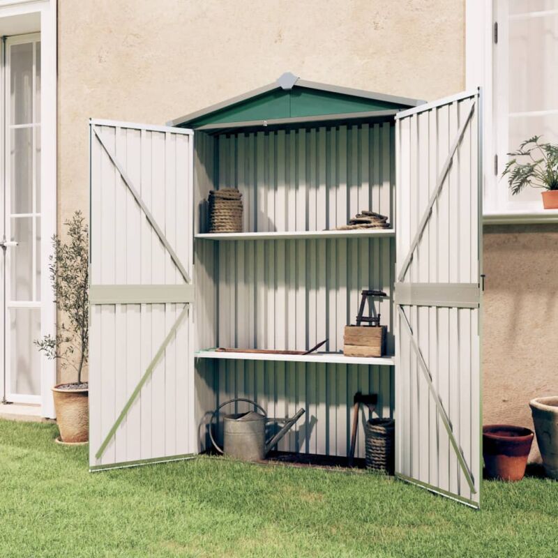 Design In - Abri de jardin,Remise Cabane pour outils, Stockage Rangement Extérieur Vert 116x45x175 cm Acier galvanisé CFW59695