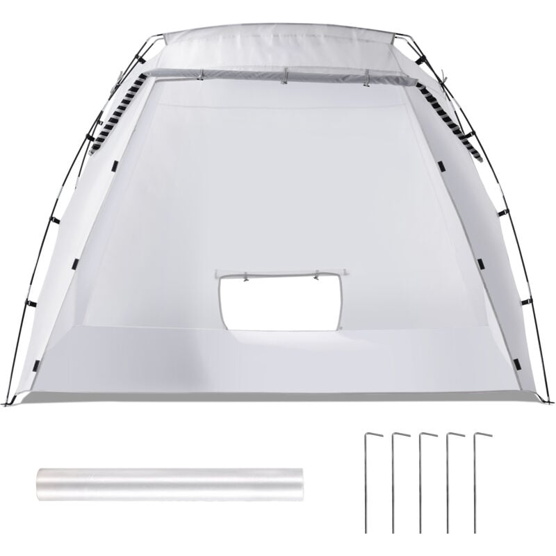 Abri de peinture portable Mophorn 7,5 x 5,2 x 5,2 pieds avec plancher intégré et écran en maille, tente de peinture escamotable pliable pour meubles