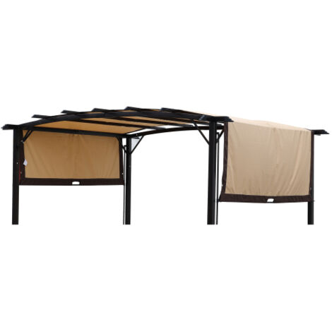 Abri de pergola arquée 12x9 pieds pour extérieur, store imperméable anti-soleil pour terrasse et balcon, voile UV résistante (Beige)