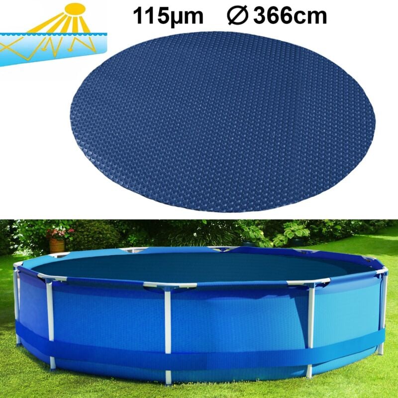 Abri de piscine ramroxx chauffant noir/bleu - 366 cm - Bleu