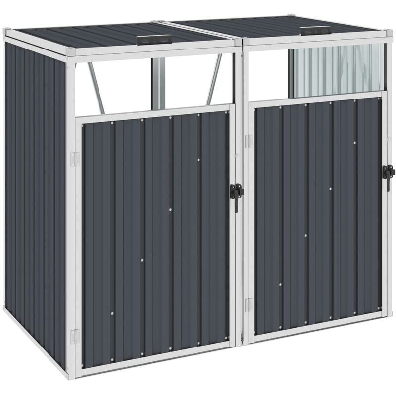 Bonnevie - Abri de poubelle double Abri de Jardin - Anthracite 143x81x121 cm Acier BV344627 Anthracite
