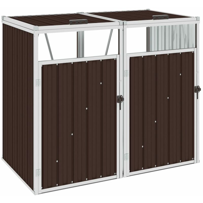 Bonnevie - Abri de poubelle double Abri de Jardin - Marron 143x81x121 cm Acier BV561443 Brun