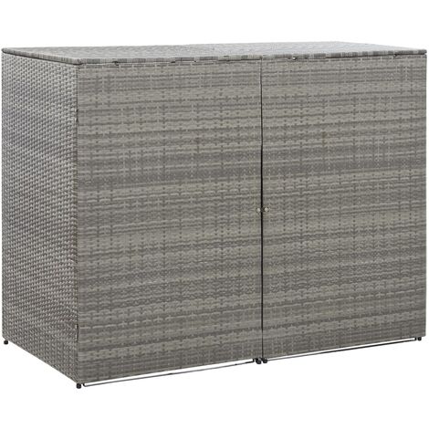 Abri de poubelle double Anthracite 153x78x120 cm Résine tressée