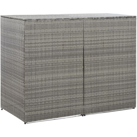 Abri de poubelle double Anthracite 153x78x120 cm Résine tressée