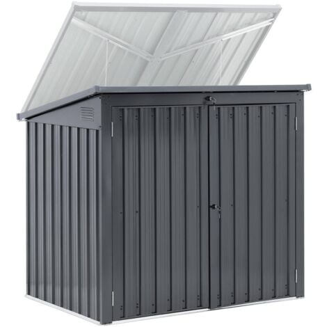 Abri de poubelle métallique Couvercle poubelle 2 tonnes (240 L) verrouillable - Noir